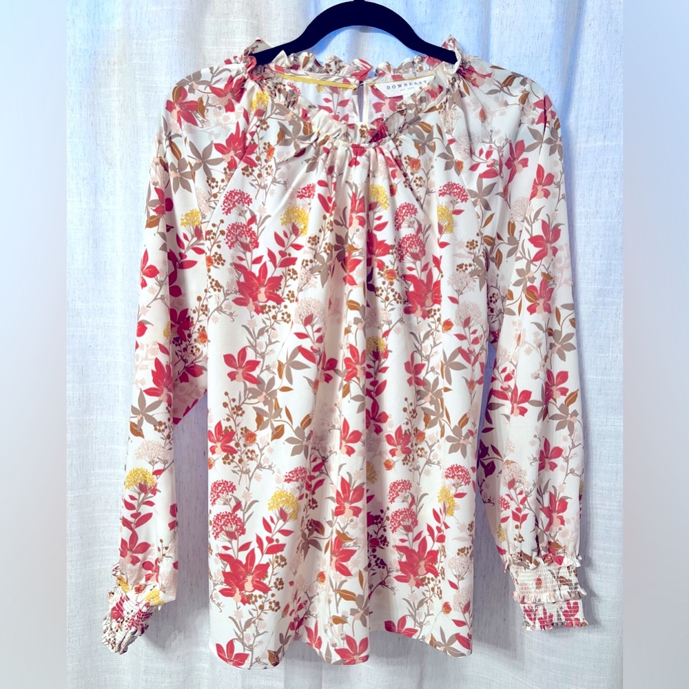 DownEast Smocked Cuff Blouse